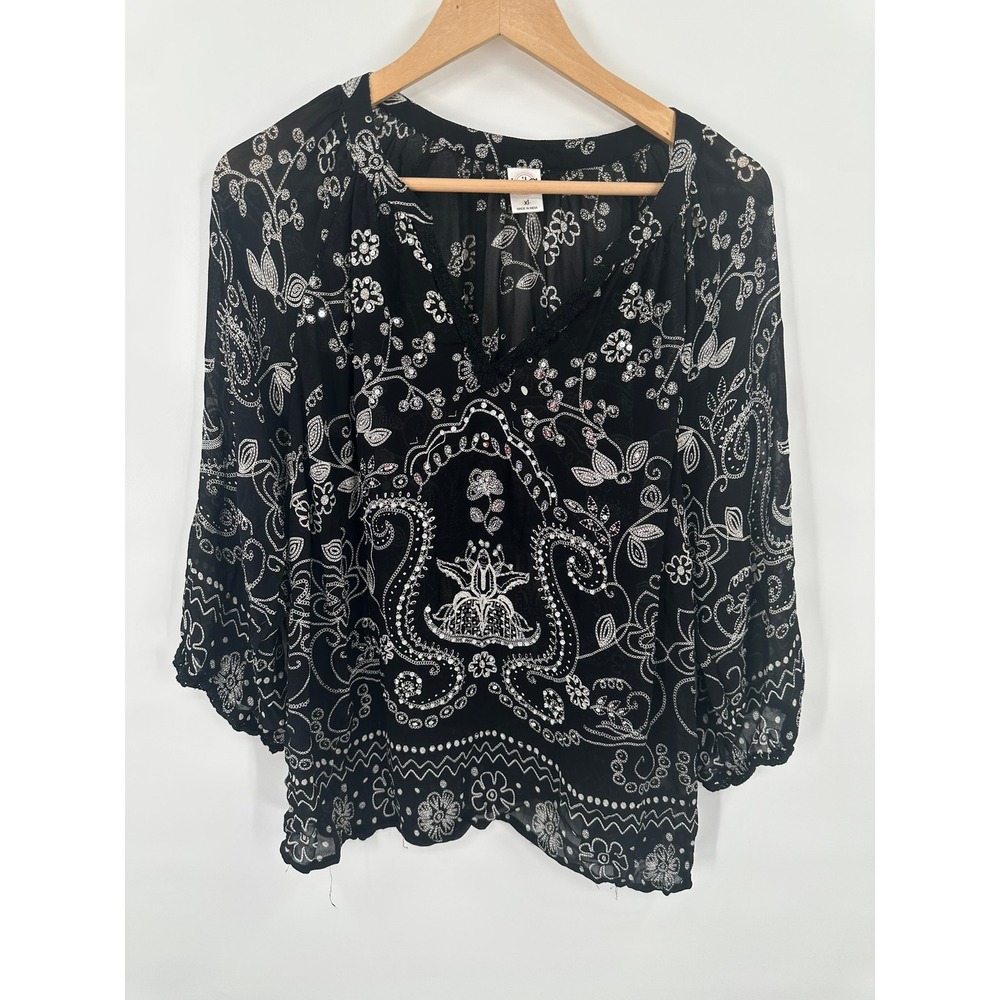 Bila Top Shirt Womens XL Hippie Boho Peasant Festival Lightweight Whimsigoth